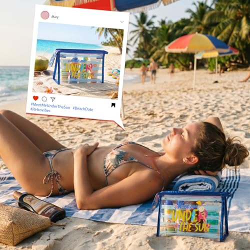Image of COSHAYSOO Sunscreen Bag Clear Makeup Toiletry Pouch Beach Vacation Essentials for Women Teen Girls Trip Gifts Summer Pool Travel Must Have Accessories Waterproof Stuff