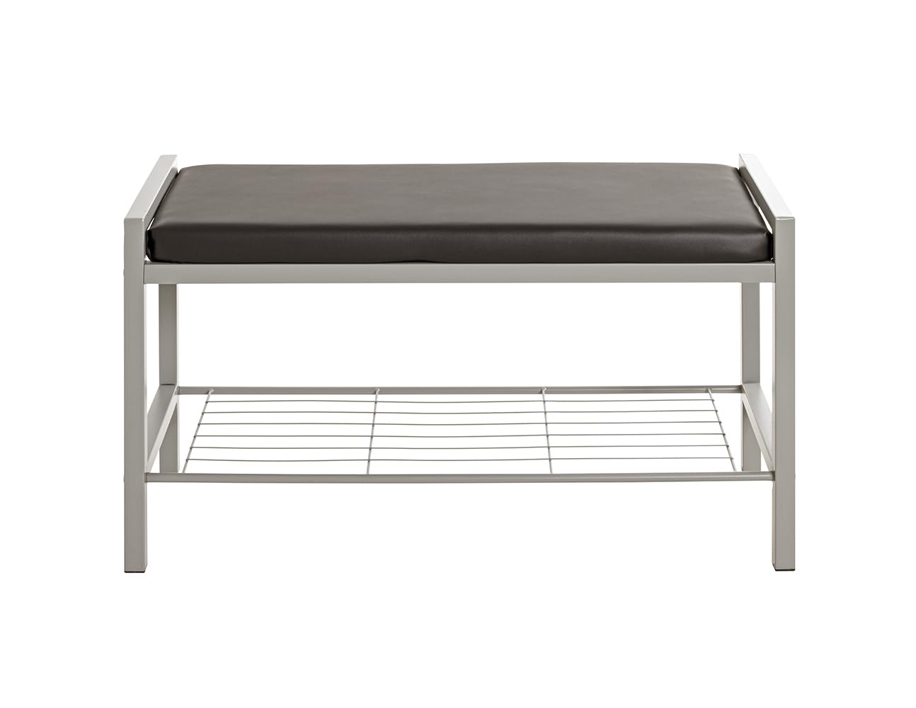 HAKU Panca per scarpe alu, nero, Finta pelle, metallo - Dim. L 80 cm x A 48 cm x P 32 cm, Stile Moderno