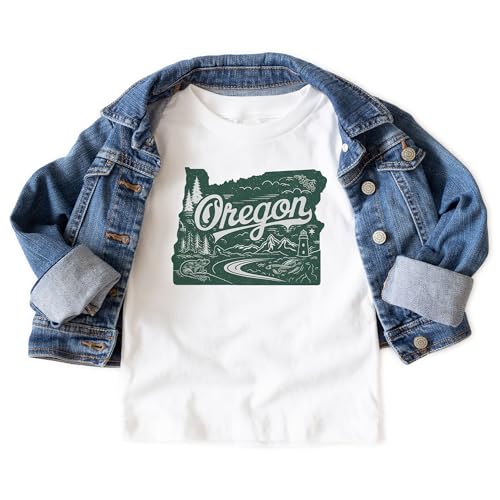 Retro Oregon Toddler Shirt - Cute Pacific Northwest Shirt For Kids - Beaver State Map Outfit - Boho Natural Toddler & Youth Tee3
