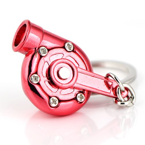 Image of maycom Creative Spinning New Turbo Turbocharger Keychain Key Chain Ring Keyring Keyfob (Anodized Red)