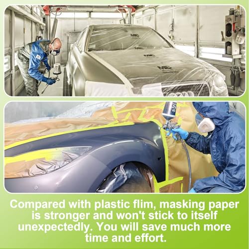 Image of 6 Pack Masking Paper for Painting 18 Inch x 50 Feet Painters Paper Tape and Drape Paint Masking Paper Painters Masking Paper Roll for Car, Painting, Auto Body, Floor Protection