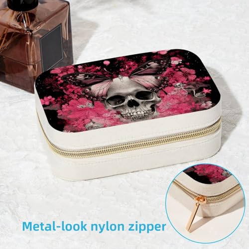 Boîte à bijoux portable papillon rose coffret de rangement pour week-end