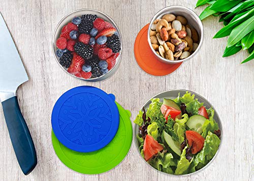 Nombox Stainless Steel Food Storage Containers – Set Of 3 Kitchen Lunch/Snack Containers With Leak-Proof Silicone Lids – Reusable & Washable – For Portion Control, Food Prep & Storing #TOP5