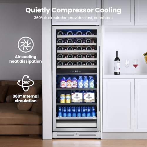 Image of Yeego 24 Inch Wine and Beverage Cooler, 112 Can 40 Bottle with Left-Hinged