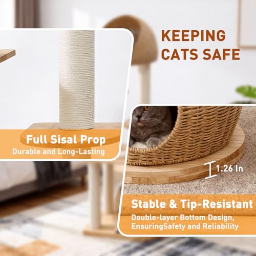 Árbol moderno de madera para gatos de interior 59 pulgadas miniatura 5
