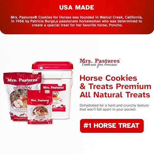 Image of Mrs Pastures Cookies and Treats for Horses - Premium Horse Treats - Made with Apples, Oats, and Rolled Barley - Preservative Free - All Natural Ingredients - No Corn or Soy (15lb Bucket)