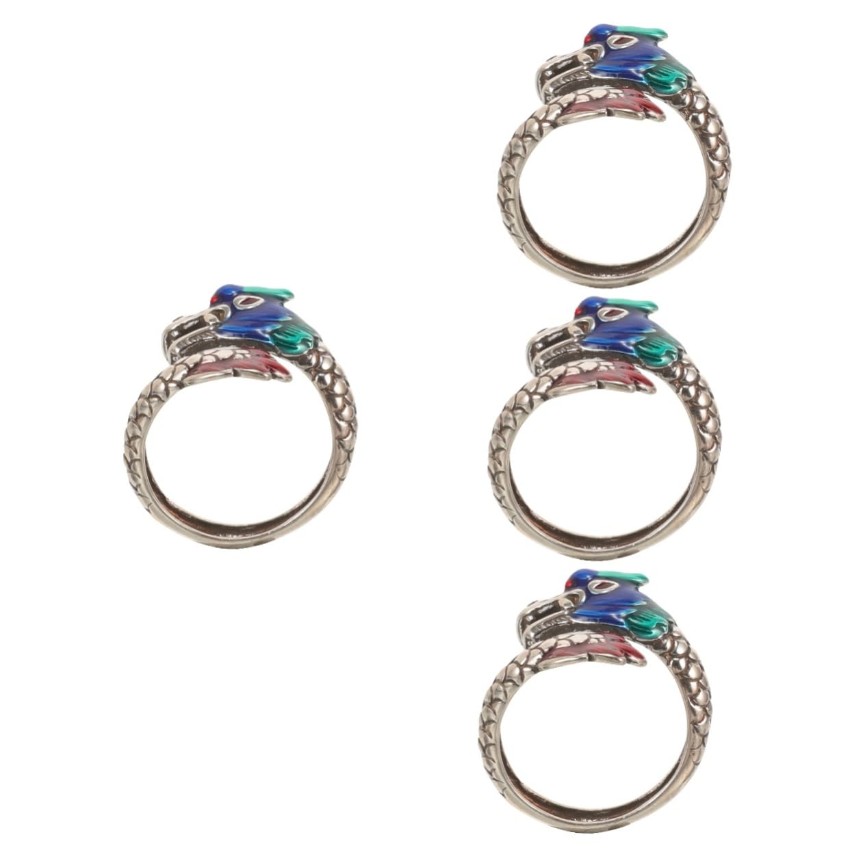 Dragon ring ajustement femmes rétro : lot de 4 bagues ouvertes uniques - 8