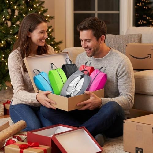 Shoe Bags for Travelling - Set of 6 Zippered Oxford Fabric Shoe Bags, 42x24x18 cm, Waterproof, Dustproof, and Tear-Resistant, Includes 6 Colors for Easy Shoe Organization, Ideal for Sports Shoes, Boot — view 4