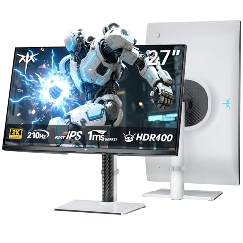 Image of KTC Gaming Monitor 27 Inch | 2K@200Hz (OC 210Hz) | Built-in Speakers | Fast IPS Panel | 1ms Response Time (MPRT) | 450 cd /㎡ Brightness, HDR400 | Adaptive Sync | 131% sRGB, 97% DCI-P3, ΔE＜2 | White