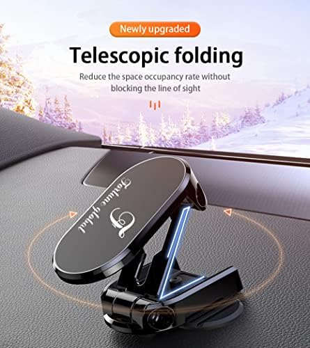 Fortune Global Magnetic Foldable car phone holder, Universal Magnetic Mount With 360° Rotation, Magnetic Mobile Phone Mount Dashboard Cradle compatible with iPhone Samsung all smartphones (Black)