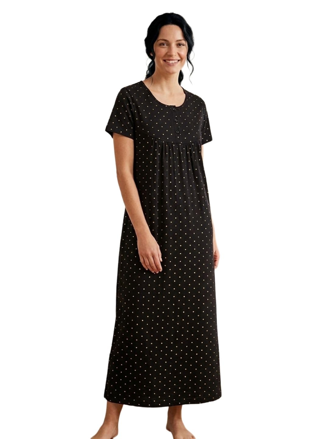 Womens 100% Cotton Printed Nightdress-image-1