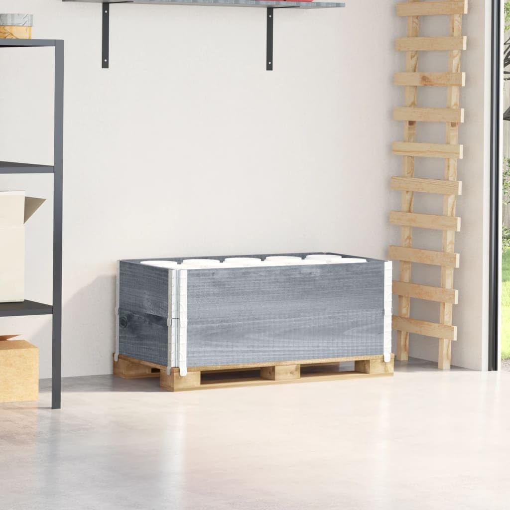 Paretali per Pallet 2pz Grigi 100x50cm Legno Massello di Pino, Movimentazione di Materiali,Pianali di carico e Pallet, 13kg-4010284