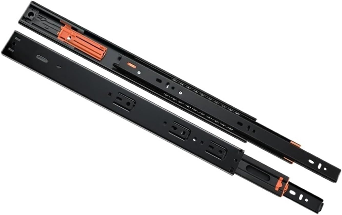 Rebound Drawer Slides Rail Stainless Steel Three Section Ball Bearing Drawer Runners Track Damper Buffer Hardware(Silver 20inch 50cm)