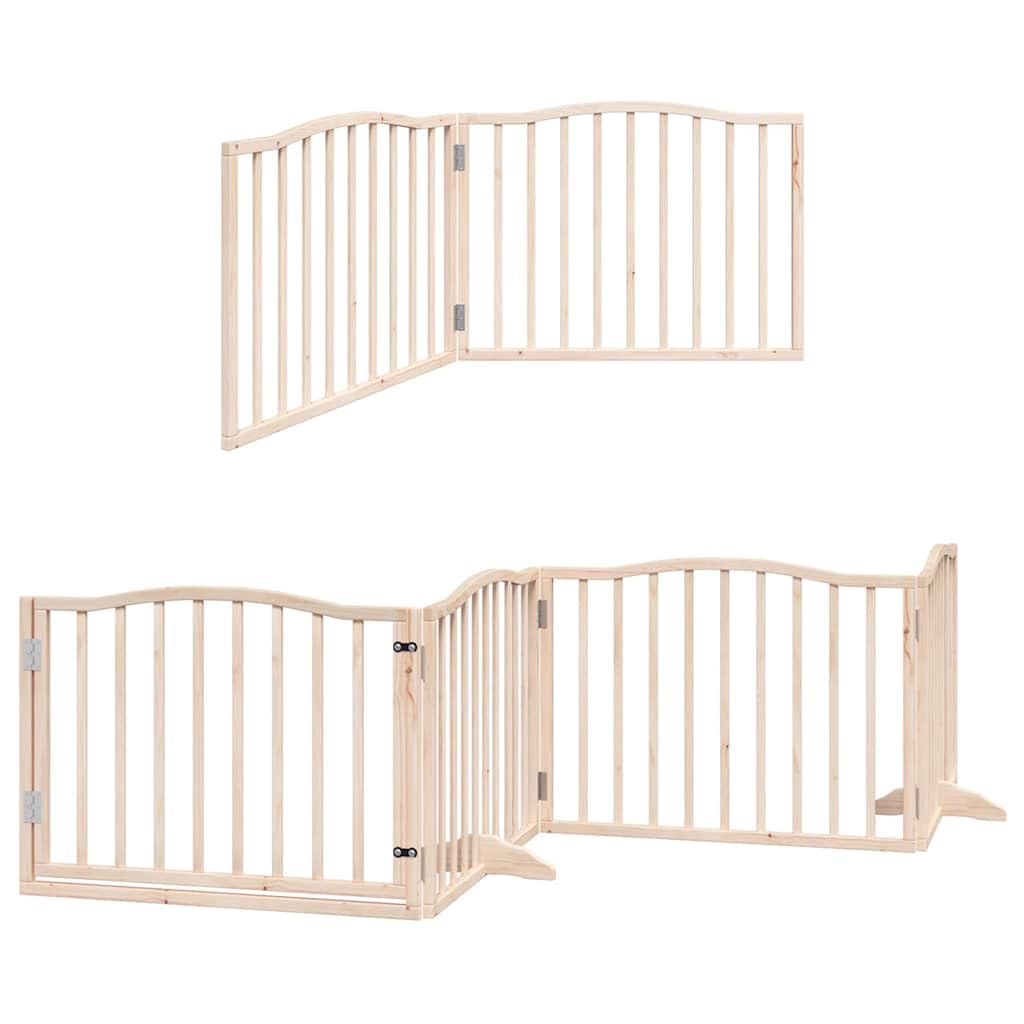 10-TLG. Puerta plegable para perros de madera de álamo de 800 cm con puerta y patas de apoyo, independiente para interior y exterior, protección segura para cachorros y perros pequeños