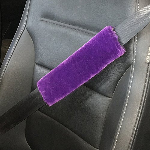 Dotesy 2 Pcs Soft Faux Sheepskin Wool Car Safety Seat Belt Pads Shoulder Strap Cover Neck Cushion (Purple) #TOP2