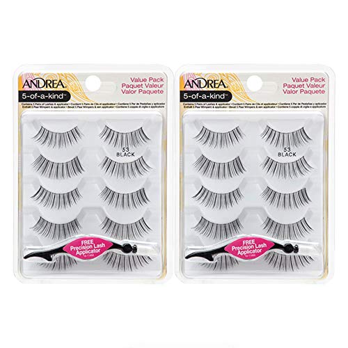 Andrea Natural False Eyelashes Pack #53 with Lash Applicator, 2 Pack