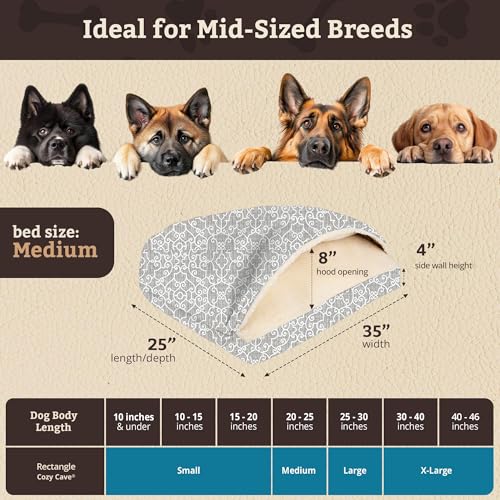 Image of Snoozer Rectangle Cozy Cave Dog Bed, Hooded Dog Bed, Ramey Gray (M)