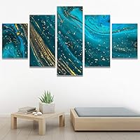 SIGNWIN 5 Panel Canvas Wall Art Modern Art Abstract Brushstroke Contemporary Edgy Mixed Media Multicolor for Home Decorations Ready to Hang - 60