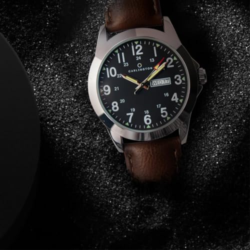 Image of Carlington Aristocrat Series Analog Day & Date Watches for Men with Premium Leather Strap - CT 1073