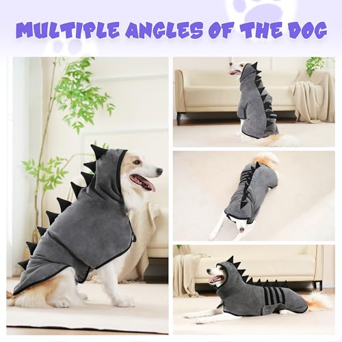 HezzLuv Microfiber Quick Drying Dog Drying Coat, Adjustable Dog Bathrobe Towel Extra Absorbent - Image 4