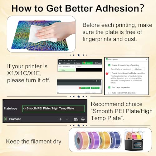 Image of IdeaFormer-3D Smooth Kaleidoscope PEK+Textured PEI Build Plate for Bambu Lab X2D X1 X1C X1E P1P P1S P2S A1, Flexible PEK PEI Bed Plate for Bambu 257x257mm 3D Printer Platform