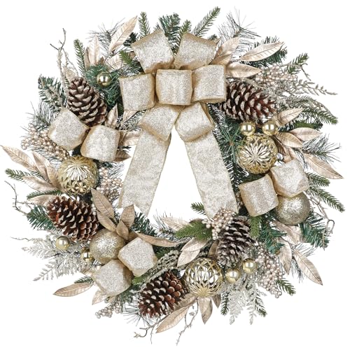 Arbrous Türkranz Weihnachten 60 cm Künstlicher Adventskranz...