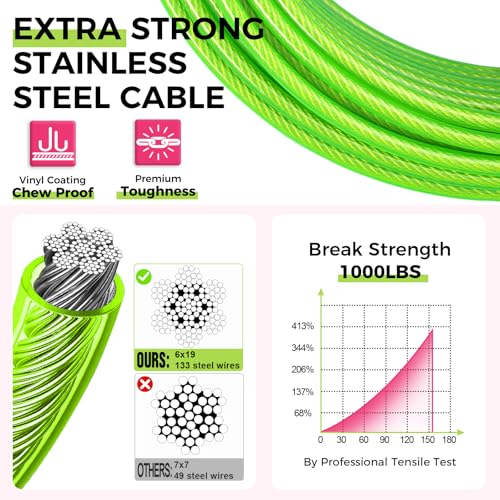 Snagle Paw Heavy Duty Dog Runner for Yard,75ft Dog Run Cable with 10ft & 10ft Pulley for Large Dogs Up to 250lbs, Aerial Dog Zip Line for Backyard, Dog Trolley System for Camping, Park, Outside - Image 4