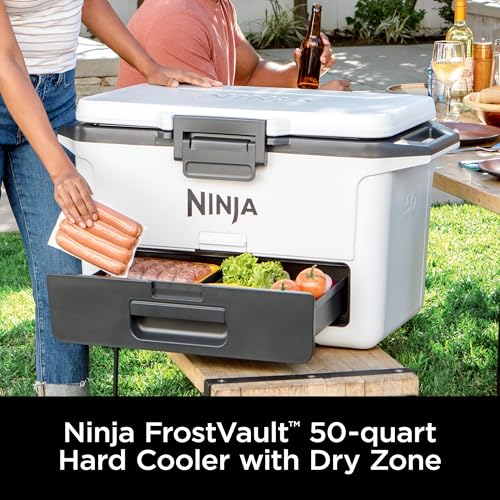 Image of Ninja FrostVault 50qt Hard Cooler with Dry Zone | Integrated Fridge-Temp Dry Storage Drawer | Premium Heavy-Duty Insulated Cooler | Keeps Ice Cold for Days | Smokey Mauve | FB151PU2