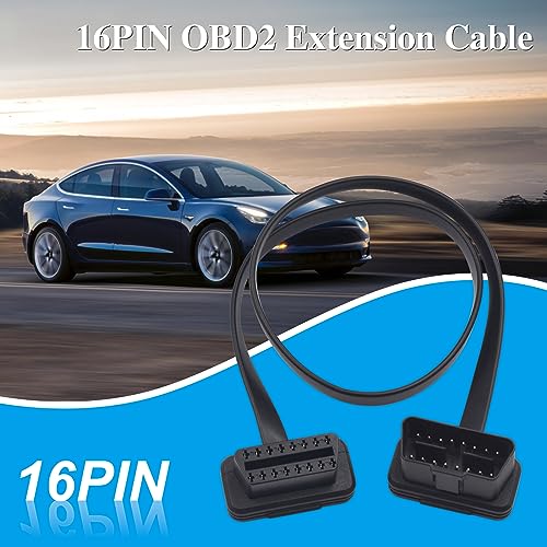 Duttek OBD2 Extension Cable 2FT/60cm, OBD2 16-pin Male and Female Flat Ribbon Cable. for Car Auto OBDII Scanners Code and All OBD II Equipment
