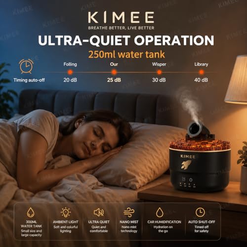 Image of KIMEE LED Cannon Aroma Diffuser & Humidifier, Desktop Cool Mist Maker with Color LED Lights, 2 Mist Spray Modes - Perfect for Bedroom, Office & Aromatherapy