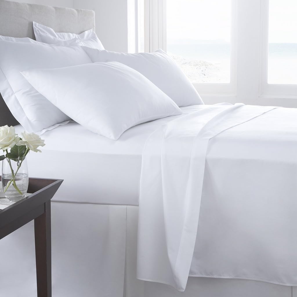 Premium Quality 100% EGYPTIAN COTTON 400 THREAD COUNT Pillowcases Pair - Sateen Weave Long Staple Cotton Ultra Soft Pure Natural Breathable Hypoallergenic Pillowcases (White, Housewife)