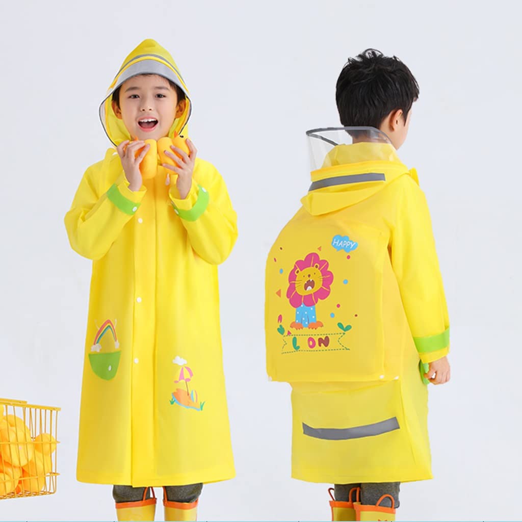 EDDGE Impermeabili for Bambini con Posizione a Zainetto Poncho for Studenti Impermeabili for Ragazzi e Ragazze (Color : Yellow, Size : 3XL)
