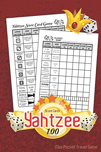 Yahtzee Score Cards Mini Pocket Travel Game 100 Sheets: Dice Game, Amazing Game recorder yardzee score keeper book | Score Record Sheets Size 6