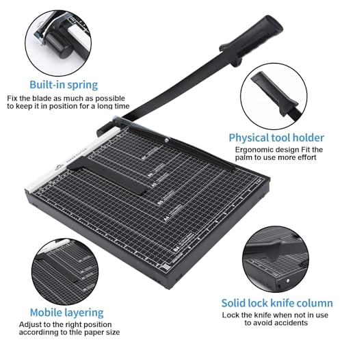 Image of ISDIR 15 inch Guillotine Paper Cutter with Dual Pressure Bars, 15 Sheet Capacity, Magnetic Guide, Blade Lock, Heavy Duty Metal Base, for Cardstock, Crafts, DIY, Photos & Office