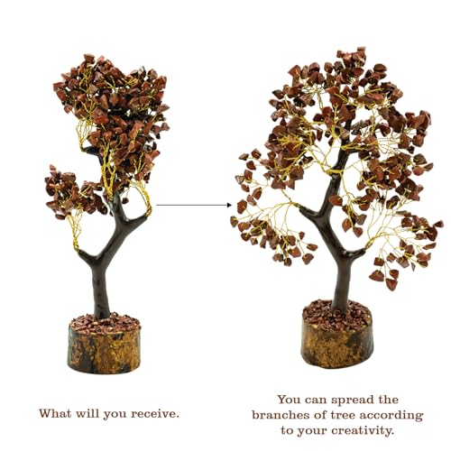 Image of Red Jesper Crystal Tree | 9-10 Inch | 300 Beads | Money Stone Tree for Wealth, Confidence, Vastu Correction, Positive Energy, Reiki Healing & Good Luck