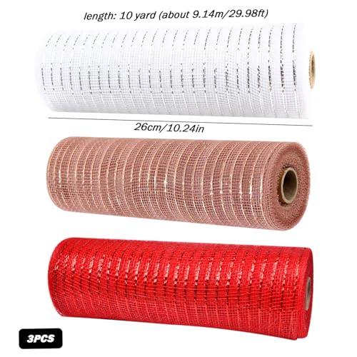 Malla navideña metálica de 3 rollos para manualidades y decoración de árbol en estilo 2 6