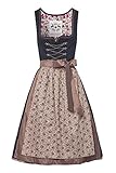 Moser® Damen Dirndl lang 80er anthrazit gepunktet Taupe Maria 003679, Größe 40