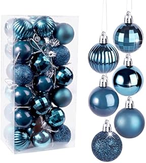 36 PCS Christmas Baubles, 4cm Blue Xmas Balls Baubles, Xmas Tree Shatterproof Hanging Balls for Xmas Hanging Decorations (Dark blue