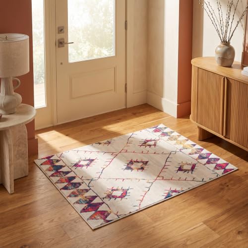 Rug Branch Kenza Paillasson lavable beige/bleu 2'x5'