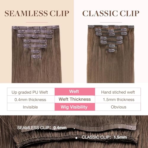 Image of GOO GOO Seamless Clip in Hair Extensions Real Human Hair Remy Extensions