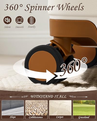 TAKUMI Luggage Sets 5 Piece Lightweight Carry On luggage with Duffel Bag ABS+PC Hardshell Suitcases with YKK zippers Double Spinner Wheels Travel Luggage with TSA Lock(WHITE BROWN, 5 PIECE SET)4