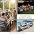 Aluminum Outdoor Patio Furniture Set, 5 Seat Outdoor Patio Furniture, 4 Piece Patio Conversation Set with 3 Seat Sofa, 2 Swivel Rocking Chairs and Coffee Table, Washable Cushions for Porch, Backyard