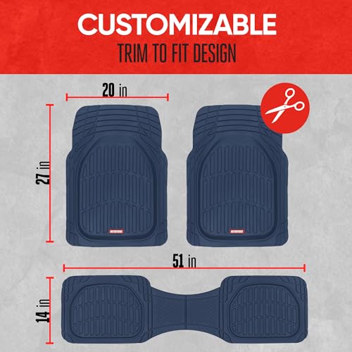 image for Motor Trend FlexTough Floor Mats for Cars, Blue Deep Dish All-Weather 