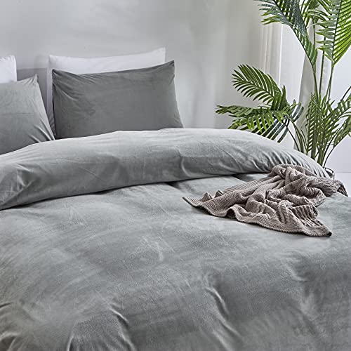 Clothknow Grey Fluffy Comforter Sets California King Velvet Flannel Bed Comforter Cal King Men Boys Comforter Gray California King Bedding Comforter Sets Soft Cozy Oversized King Comforter Grey #TOP5