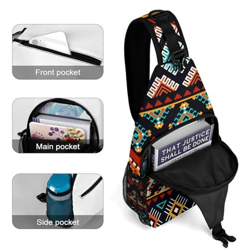 Aztec Ethnic Pattern Sling Bag Crossbody Travel Hiking Chest Multipurpose Travel Daypack for Women Men4