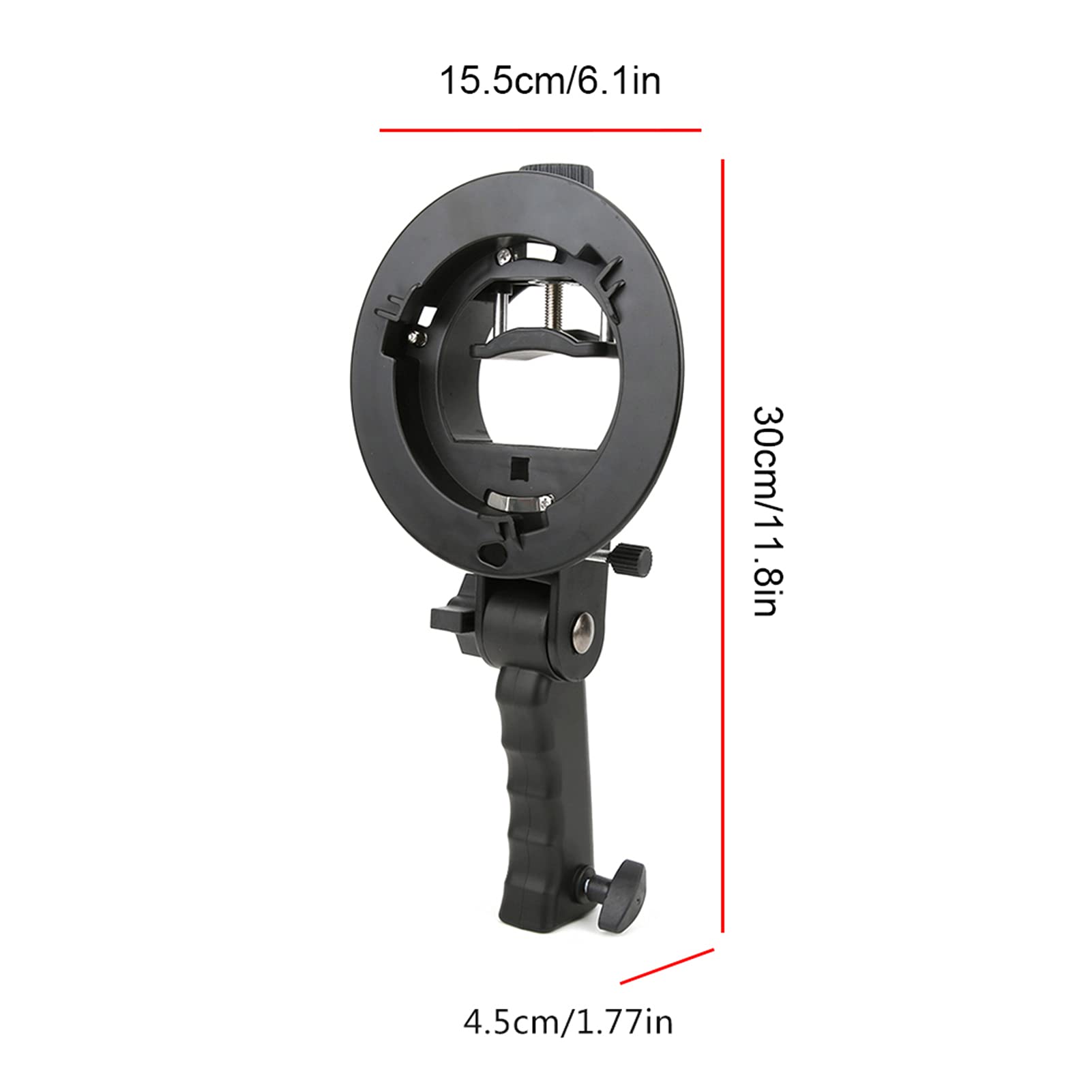 S Shape Black Handheld Hand Grip Bracket Accessory for Bowens Mount Camera Top Flashlight