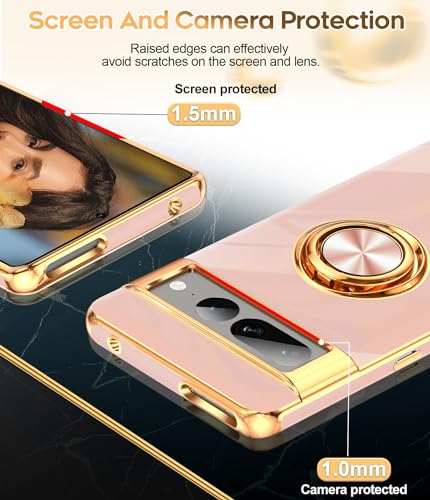 Coque Google Pixel 7 Pro antichoc aux bordures plaquées or rose