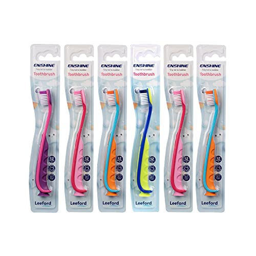 Image of Enshine Kids Toothbrush with suction cap | Extra Soft Bristle Toothbrush | Compact head and non-slip handle | For 12+ Months Kids | Combo Pack of 6, Multicolor
