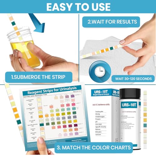 Image of HANNEA 100-Count Urinalysis Strips, Quick UTIs Urine Test Dipsticks, 10-Parameter Urine Test Strips, Self Monitoring Uti Test Strips for Possible UTIs, Diabetes, Electrolyte Imbalance, Etc
