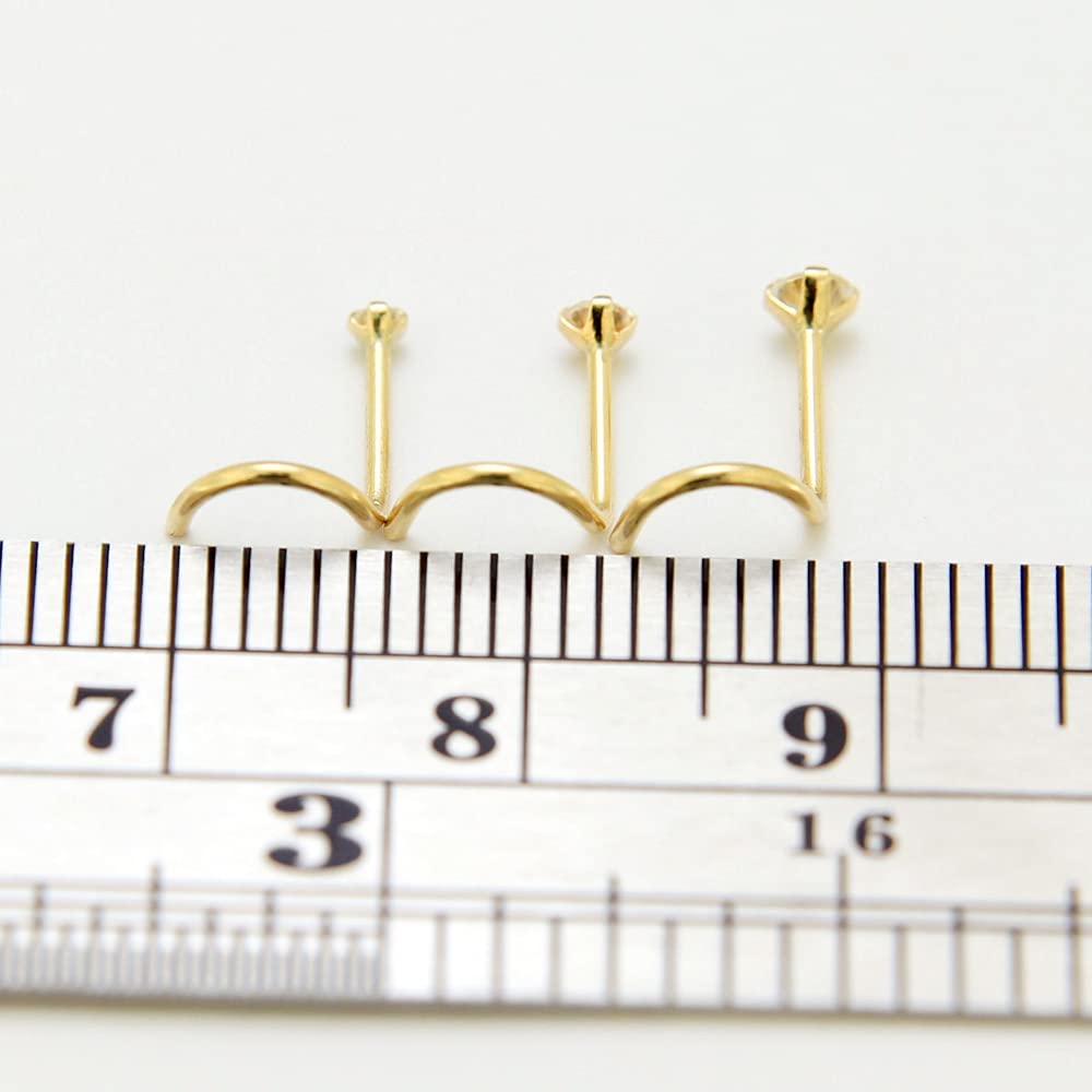 Monster Piercing | 9K Gold Echtgold | Nasenpiercing Nasenstecker Stud | Kristallstein | Stabstärke: 20G (0,8 mm) | Stablänge: 7mm | Steingröße: 1,5mm bis 2,5mm | Hypoallergen